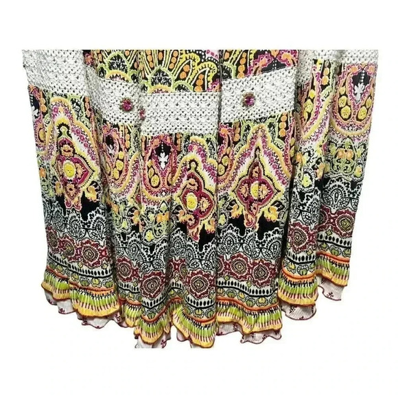 FORBIDDEN LOS ANGELES Maxi Skirt M Tiered Long Beaded Orange Pink Embellished - Picture 2 of 12